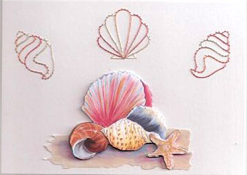 Seashells with decoupage