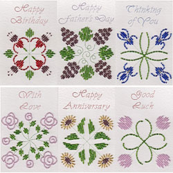 Quilt block flower patterns added at Stitching Cards